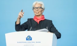 La présidente de la BCE Christine Lagarde lors d'une réunion à Francfort, le 16 décembre 2021