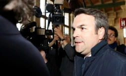 Thomas Thevenoud lors de son arrivée au tribunal de Paris le 19 avril 2017