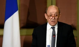 Le ministre des Affaires étrangÚres Jean-Yves Le Drian au Caire, le 29 avril 2018