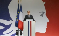 Hommage rendu le 8 octobre 209 par Emmanuel Macron aux fonctionnaires tués à la Préfecture de police de Paris