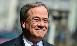 Armin Laschet, candidat Ă la succession d'Angela Merkel, le 19 avril 2021 Ă Berlin