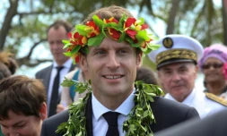 Le président français Emmanuel Macron à Ouvéa le 5 mai 2018