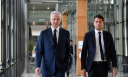 Le ministre de l'Economie et des Finances Bruno Le Maire (gauche) et Gabriel Attal, alors ministre chargé des Comptes publics, photographiés au ministÚre de l'Economie et des Finances à Paris le 19 juin 2023