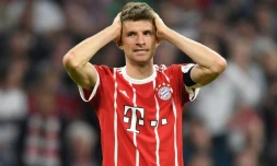Le capitaine du Bayern Thomas Müller lors du match face au Real Madrid en demi-finales aller de C1, le 25 avril 2018 à Munich