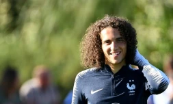 Le milieu français Mattéo Guendouzi lors d'une séance d'entraßnement des Bleus à Clairefontaine-en-Yvelines, le 2 septembre 2019