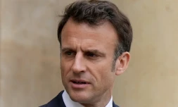 Le président français Emmanuel Macron à l'Elysee à Paris le 14 avril 2023