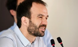 Manuel Bompard, directeur de campagne de Jean-Luc Mélenchon, le 10 mai 2017 à Paris