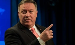 Le secrétaire d'Etat américain Mike Pompeo lors d'une conférence de presse à Washington, le 23 octobre 2018