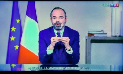 Edouard Philippe sur TF1 en vidéoconference depuis Matignon, le 2 avril 2020