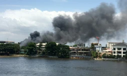La prison Ikoyi en feu à Lagos, au Nigeria, le 22 octobre 2020