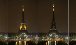 La Tour Eiffel plonge peu Ă peu dans le noir le 23 mars 2013 Ă l'occasion de l'"Heure pour la planĂšte"