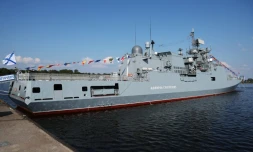 La frégate russe Amiral Grigorovitch à Saint-Pétersbourg, le 27 juillet 2025