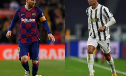 L'attaquant argentin de Barcelone, Lionel Messi, au Camp Nou, le 9 novembre 2019, et l'attaquant portugais de la Juventus, Cristiano Ronaldo, à Turin, le 20 septembre 2020