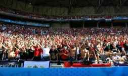 Des supporters hongrois au Parc OL à Lyon avant le match de l'Euro contre le Portugal, le 22 juin 2016