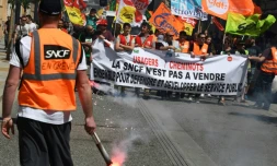 Des manifestants de la SNCF Ă Toulouse le 19 avril 2018