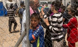 Des Irakiens ayant fui Mossoul dans le camp de réfugiés d'Hammam al-ALil, en Irak, le 14 mai 2017