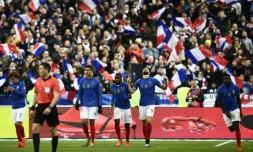 L'équipe de France surclasse l'Islande avec notamment un but d'Olivier Giroud (N.9) en qualifs de l'Euro, le 25 mars 2019 au Stade de France