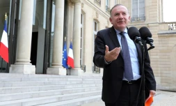 Le président du Medef Pierre Gattaz à la sortie de l'Elysée après un entretien avec le président Emmanuel Macron, le 12 octobre 2017