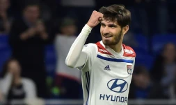 Le milieu de Lyon Martin Terrier buteur contre Angers, le 19 avril 2019 à Décines-Charpieu