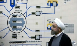 Le président iranien Hassan Rohani lors d'une visite de la centrale électrique nucléaire de Bouchehr, en Iran, le 13 janvier 2015