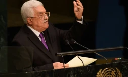 Le président palestinien Mahmoud Abbas à la tribune de l'ONU à New York, le 30 septembre 2015