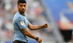L'attaquant uruguayen Luis Suarez contre la Russie, le 25 juin 2018 à Samara