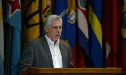 Le président cubain Miguel Diaz-Canel lors d'un discours à la Havane, le 17 juillet 2018 
