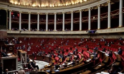 L'hémicycle de l'Assemblée nationale lors du vote de la hausse controversée de la CSG le 25 octobre 2017 à Paris
