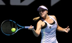 L'Américaine Sophia Kenin pendant son match contre l'Australienne Maddison Inglis, le 9 février 2021 pendant l'Open d'Australie à Melbourne