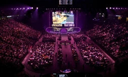 Vue de la salle de l'Accor Arena lors de la de la finale du Major Counter-Strike:GO, l’une des plus prestigieuses compétitions e-sport dans le jeu vidéo, le 21 mai 2023 à Paris-Bercy