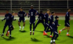 Les joueurs de l'équipe de Franceà l'entraînement au centre du football de Clairefontaine, le 10 novembre 2020, veille du match contre la Finlande 