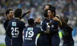 Les Parisiens fĂȘtent le but de Zlatan Ibrahimovic, le 21 mai 2016, au Stade de France