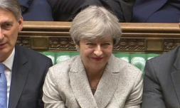 Une image de la télévision du Parlement britannique montre Theresa May le 13 juin 2017 à Londres
