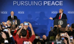 Donald Trump et Vladimir Poutine à Anchorage, en Alaska, le 15 août 2025