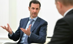 Le président syrien Bachar al-Assad reçu par Vladimir Poutine le 20 octobre 2015 au Kremlin à Moscou 