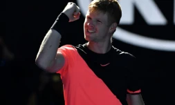 Le Britannique Kyle Edmund tombeur du Bulgare Grigor Dimitrov en quart de finale de l'Open d'Australie, le 23 janvier 2018 à Melbourne