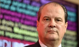 Le Premier secrétaire du PS Jean-Christophe Cambadelis, lors d'une conférence de presse le 2 mai 2016 à Paris