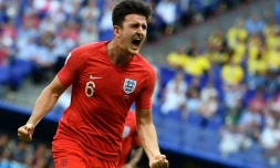 Le défenseur anglais Harry Maguire buteur lors du quart de finale face aux Suédois, à Samara, le 7 juillet 2018
