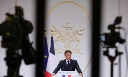 Le président Emmanuel Macron s'adresse aux ambassadeurs de France à l'Elysée à Paris, le 28 août 2023