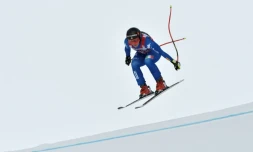 L'Italienne Sofia Goggia lors de la descente d'Are en Suède, le 14 mars 2018