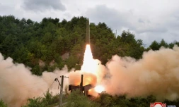 Essai de lancement d'un missile depuis un train en Corée du Nord, le 15 septembre 2021