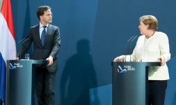 La chancelière allemande Angela Merkel et le Premier ministre néerlandais Mark Rutte, à Berlin le 9 juillet 2020