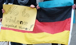 Manifestation le 16 janvier 2016 à Cologne contre les violences subies par des femmes à Cologne la nuit du Nouvel An et attribuées à des migrants