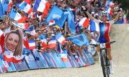 La Française Pauline Ferrand-Prevot championne olympique de VTT cross-country, le 28 juillet 2024 à Elancourt