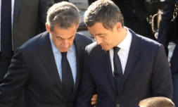Nicolas Sarkozy et Gérald Darmanin aux obsÚques de Charles Aznavour en 2018