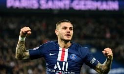 L'attaquant argentin du PSG Mauro Icardi buteur contre l'Olympique de Marseille le 27 octobre 2019 au Parc des Princes