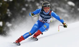 l'Italienne Sofia Goggia lors d'un entraînement pour la descente d'Are aux Mondiaux, le 7 février 2019