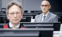 Salih Mustafa, ancien commandant de l'Armée de libération du Kosovo (UCK), comparaît lors d'une audience préliminaire devant le tribunal spécial pour le Kosovo à La Haye, le 9 juin 2021