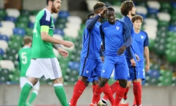 Les Bleuets vainqueurs de l'Irlande du Nord en éliminatoires pour l'Euro Espoirs, le 11 octobre 2016 à à Belfast