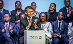 Le président français Emmanuel Macron lors d'une rencontre avec des jeunes au sommet Africa Forward à Nairobi, au Kenya, le 11 mai 2026